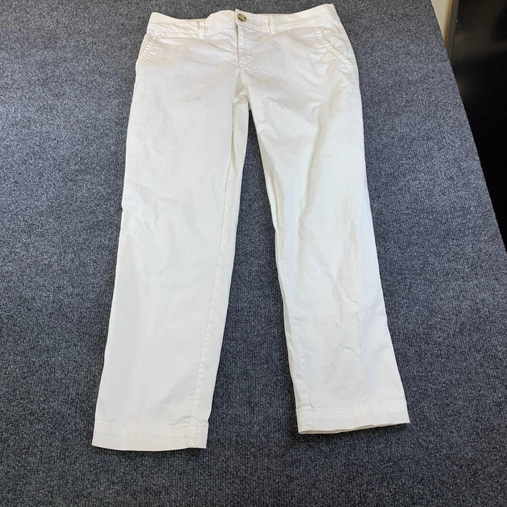Banana Republic City‎ Chino White Straight Leg Stretch Pants Womens 4S 32x26